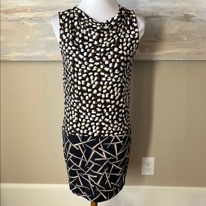 Diane Von Furstenberg 100% black silk dress with cowl neck